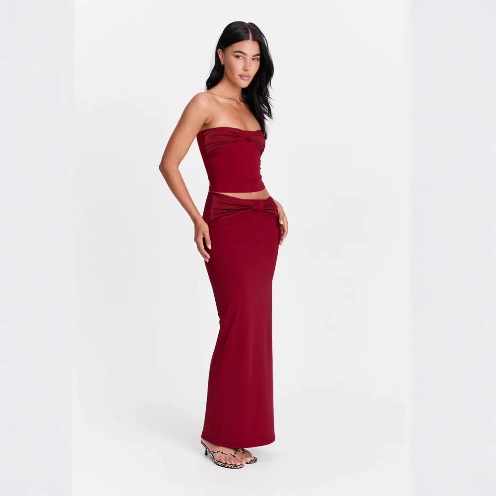 H&M Sexy Summer Strapless Top Bodycon Long Skirt Two Piece Set